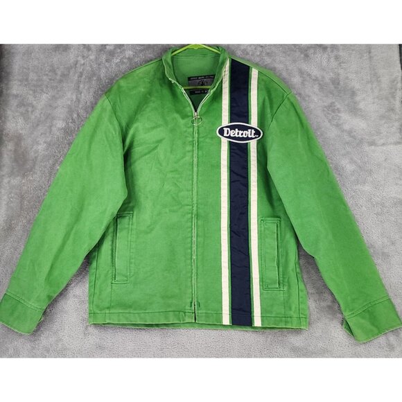 Detroit Motor Company Jacket Mens Small Green Denim Full Zip Long Sleeve - Picture 1 of 13